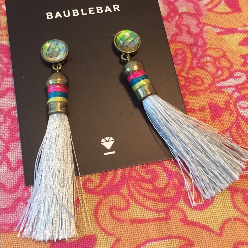 BaubleBar Mia Tassel Earrings Gray Rare Sold-Out